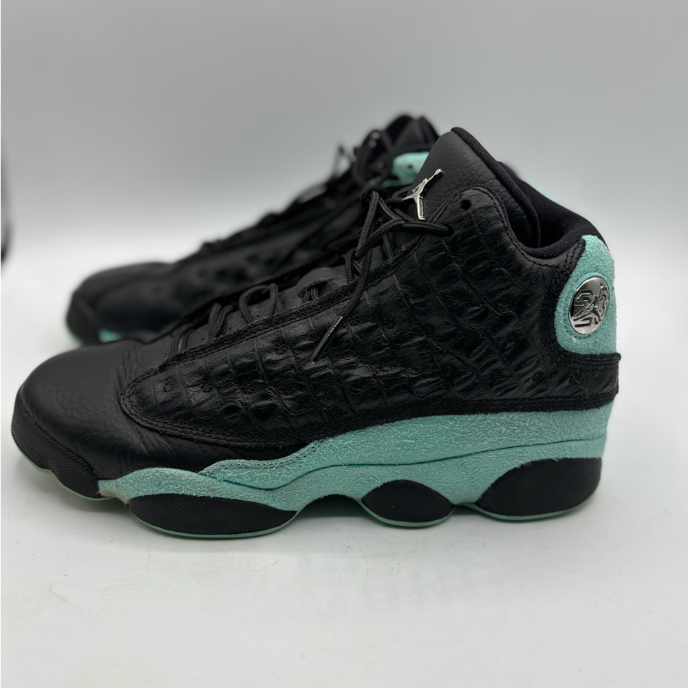 Jordan Kids Black and Teal Suede-Trim Basketball Sneakers - Picture 5 of 9